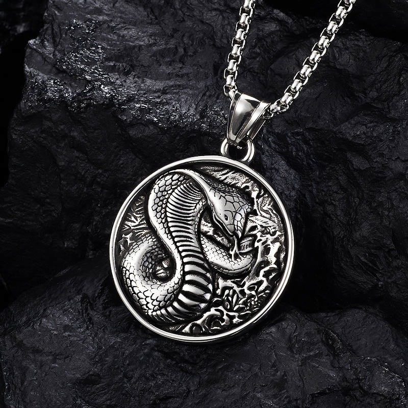 KarmaRipple's Titanium Steel Year Of The Snake Balance Pendant Necklace p1