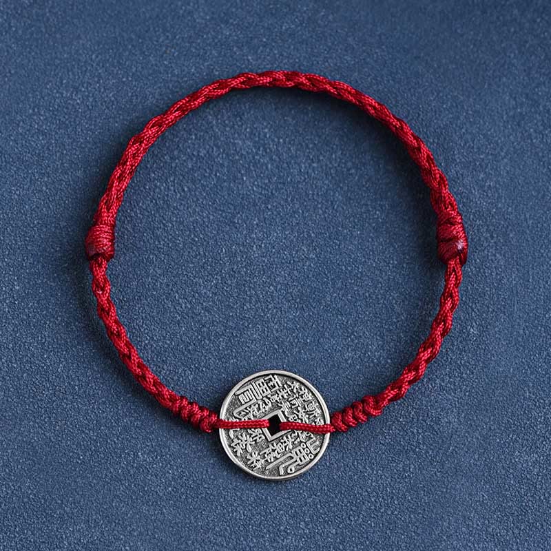 KarmaRipple's 925 Sterling Silver Coin Protection Woven Bracelet Anklet p1