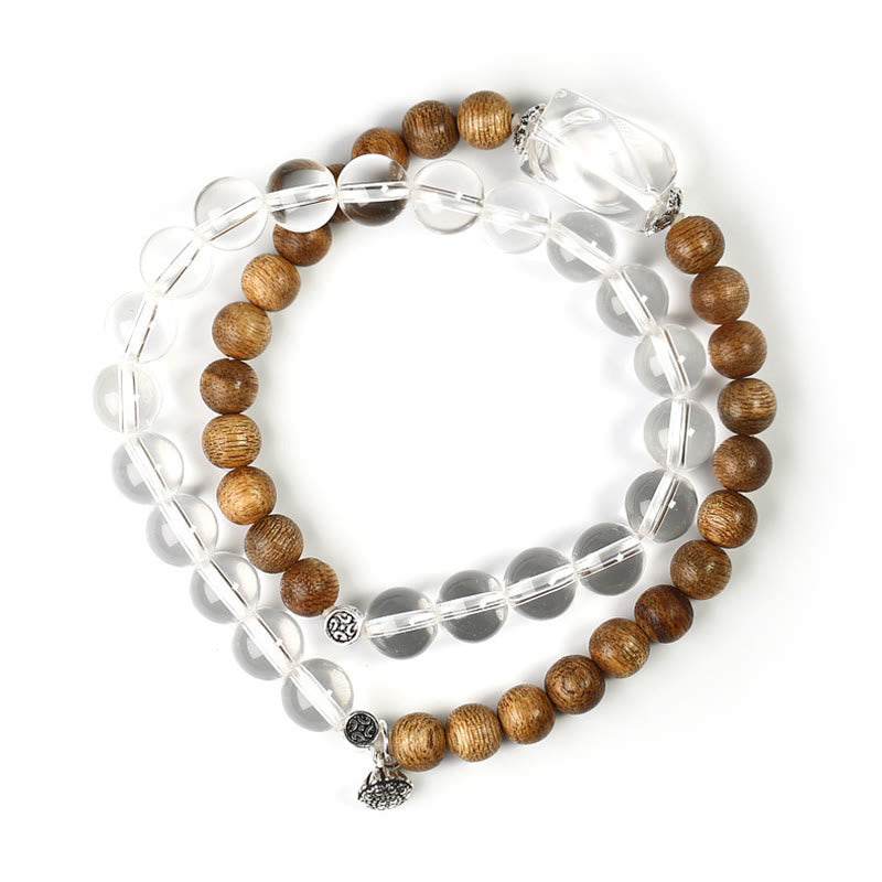 KarmaRipple's Multi-layer Ivory Gemstone Agarwood Lotus Balancing Calm Bracelet p1