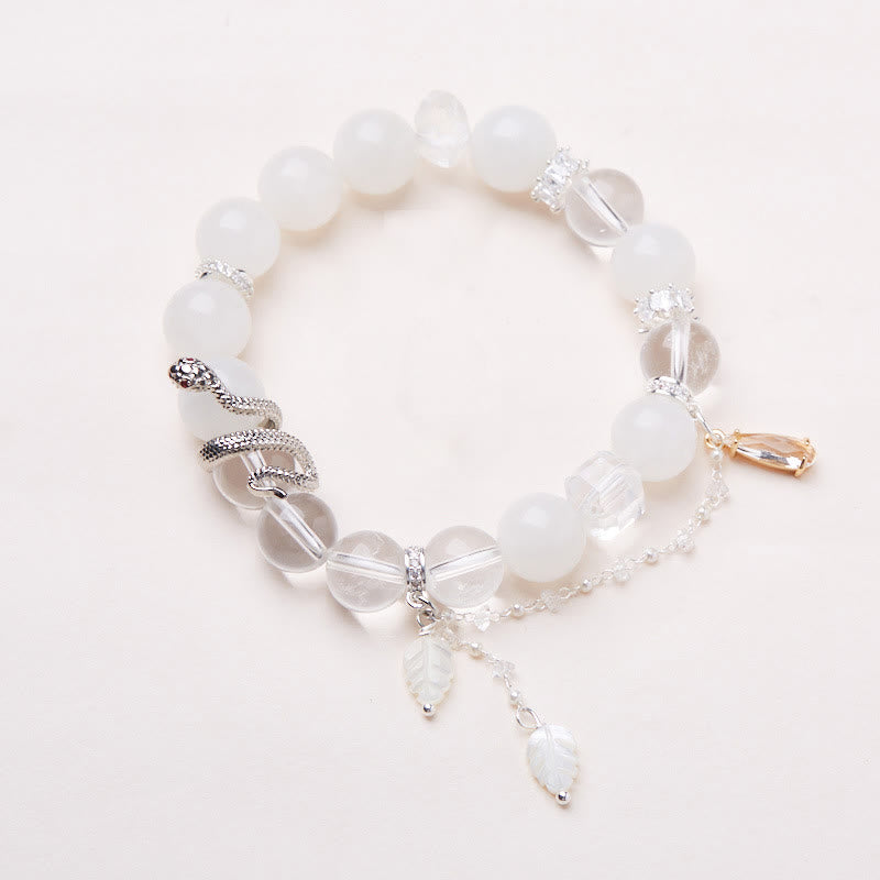 KarmaRipple's Ivory Gemstone Ivory Jade Bead Snake Fortune Bracelet p1