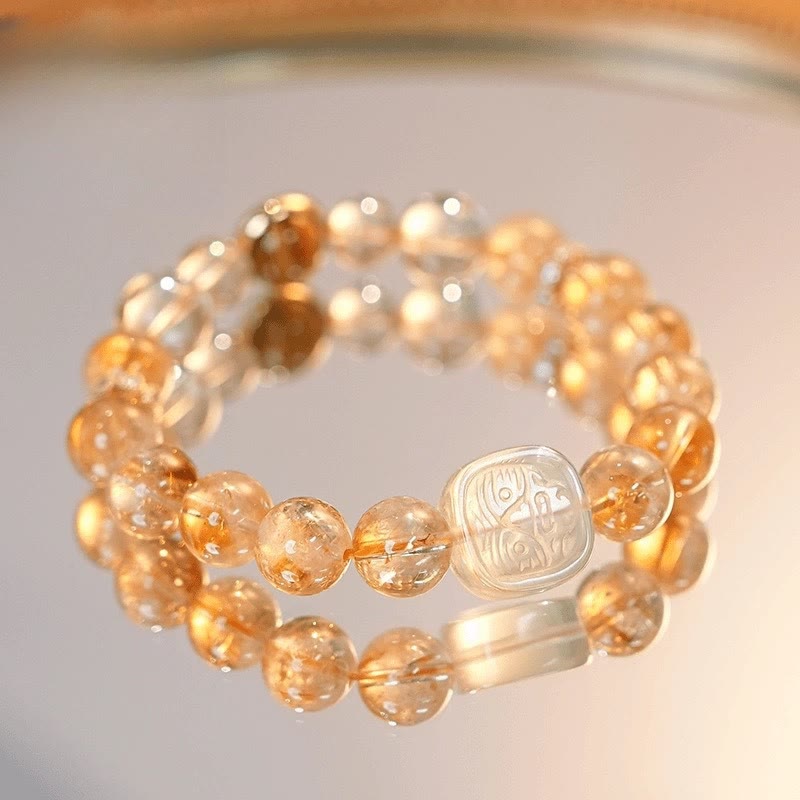 KarmaRipple's Topaz Citrine Tiger Eye Zakiram Goddess of Wealth Bracelet p1