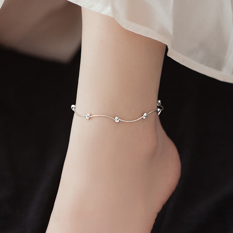 KarmaRipple's 925 Sterling Silver Simple Wave Shape Protection Anklet p1