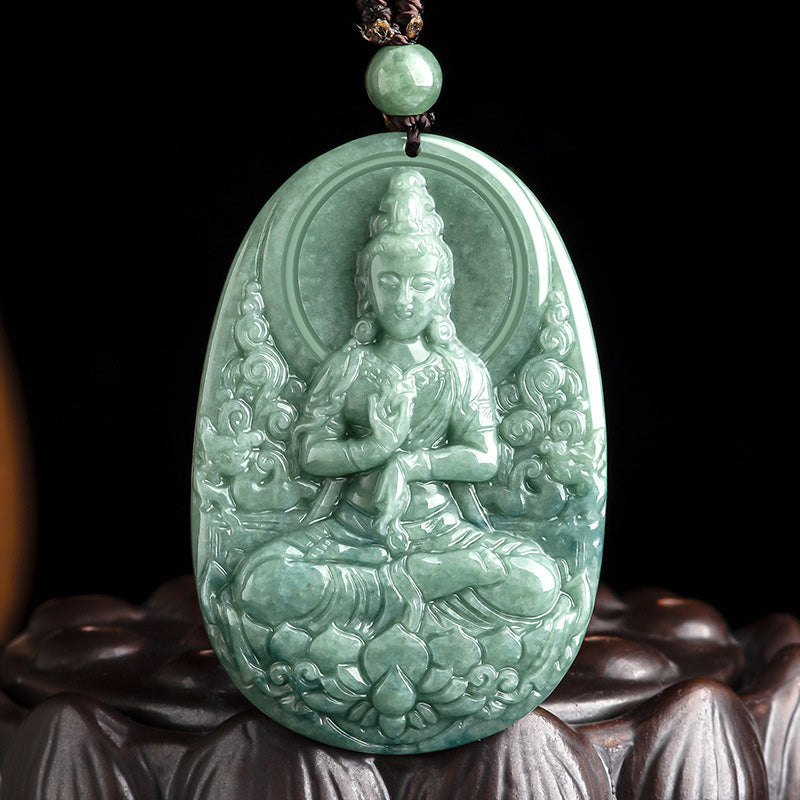 KarmaRipple's Authentic Jade Avalokitesvara Amulet Wealth Pendant Necklace p1