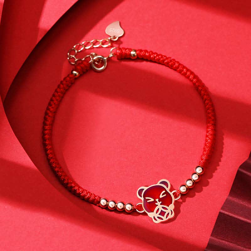 KarmaRipple's 925 Sterling Silver Chinese Zodiac Fortune Faith Discolor Red String Bracelet p1
