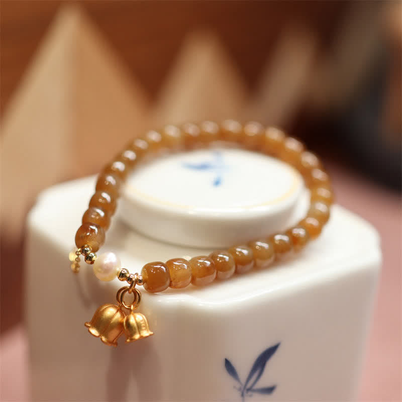 KarmaRipple's 925 Sterling Silver Authentic Hetian Jade Lily Of The Valley Talisman Bracelet p1