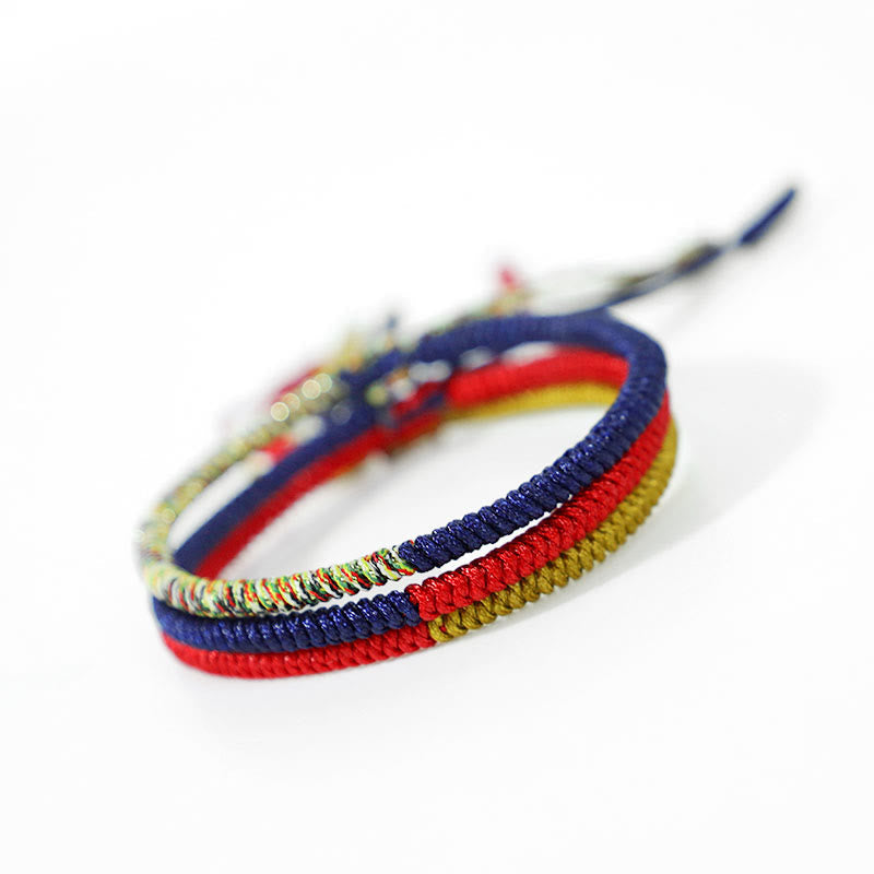 KarmaRipple's Tibet Handmade Multicolor King Kong Weave Faith Protection Woven Two-Color String Bracelet p1