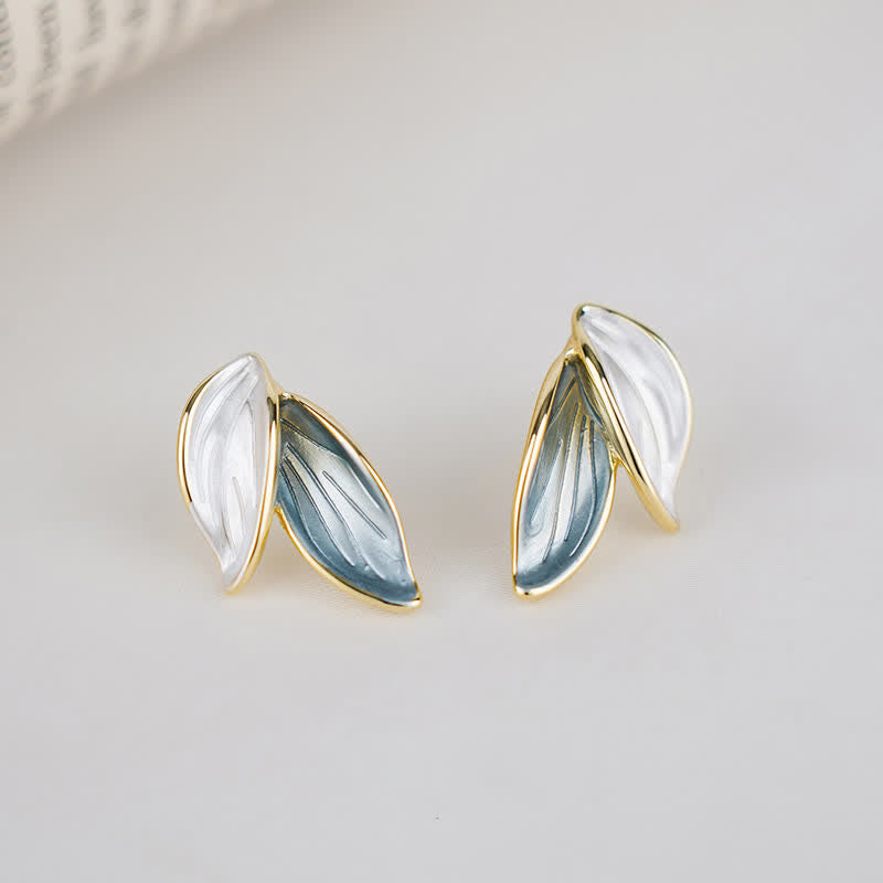 KarmaRipple's Leaf Design Fortune Stud Earrings p1