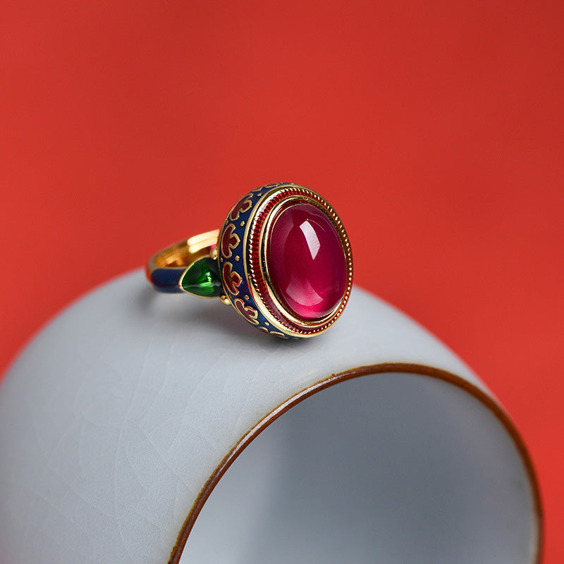 KarmaRipple's 925 Sterling Silver Red Corundum Courage Ring p1