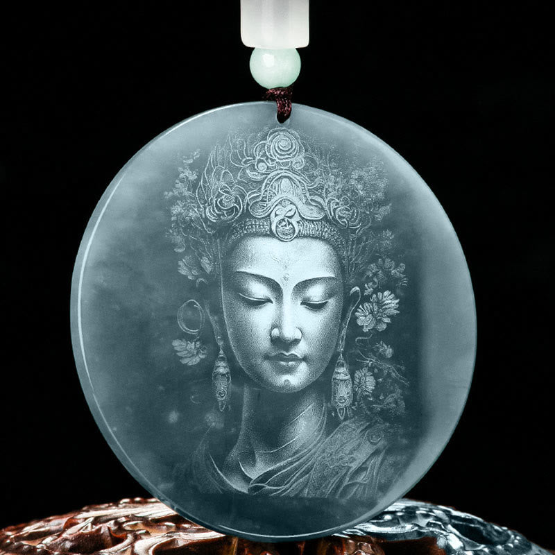 KarmaRipple's Kwan Yin Avalokitesvara Jade Abundance String Pendant Necklace p1