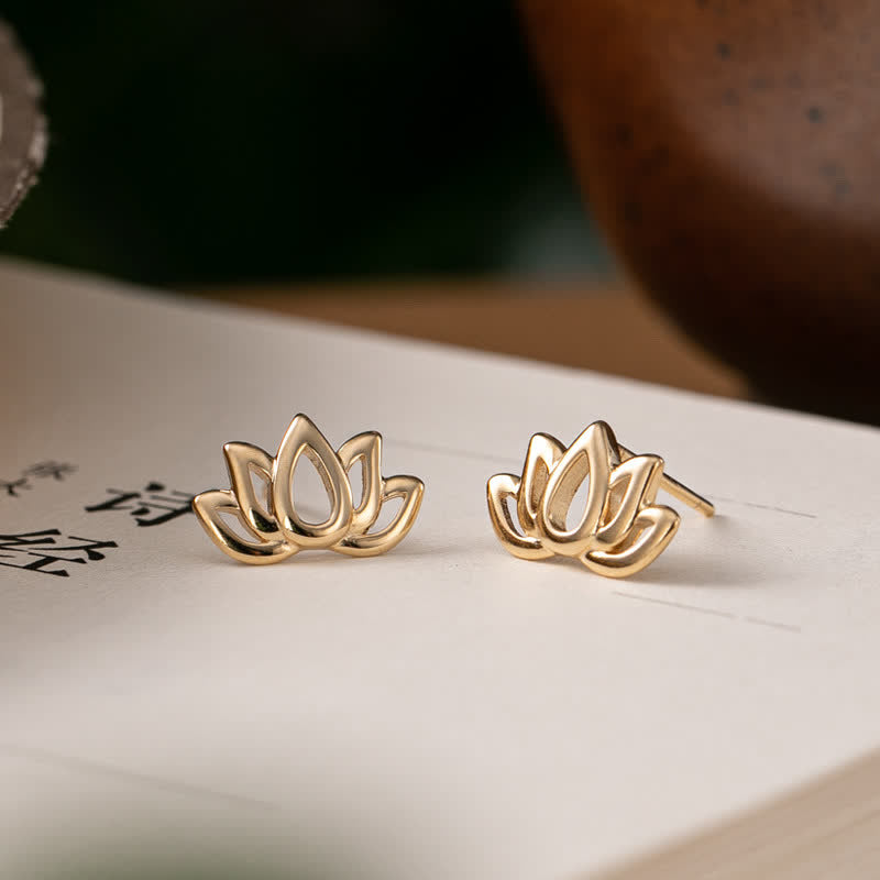 KarmaRipple's 925 Sterling Silver Lotus Flower Blessing Earrings p1