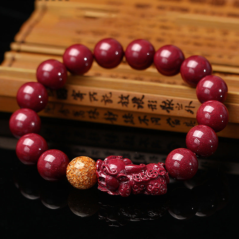 KarmaRipple's Tibetan Cinnabar Pixiu Calm Bracelet p1