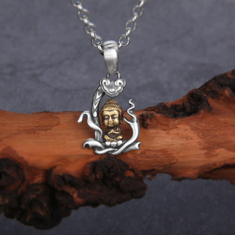 KarmaRipple's 925 Sterling Silver Zen Buddha Ruyi Handle Compassion Pendant Necklace p1