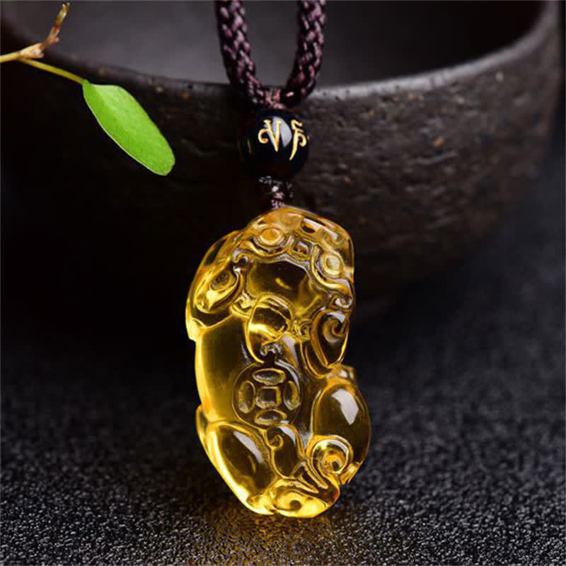 KarmaRipple's FengShui Citrine PiXiu Wealth Pendant Necklace p1