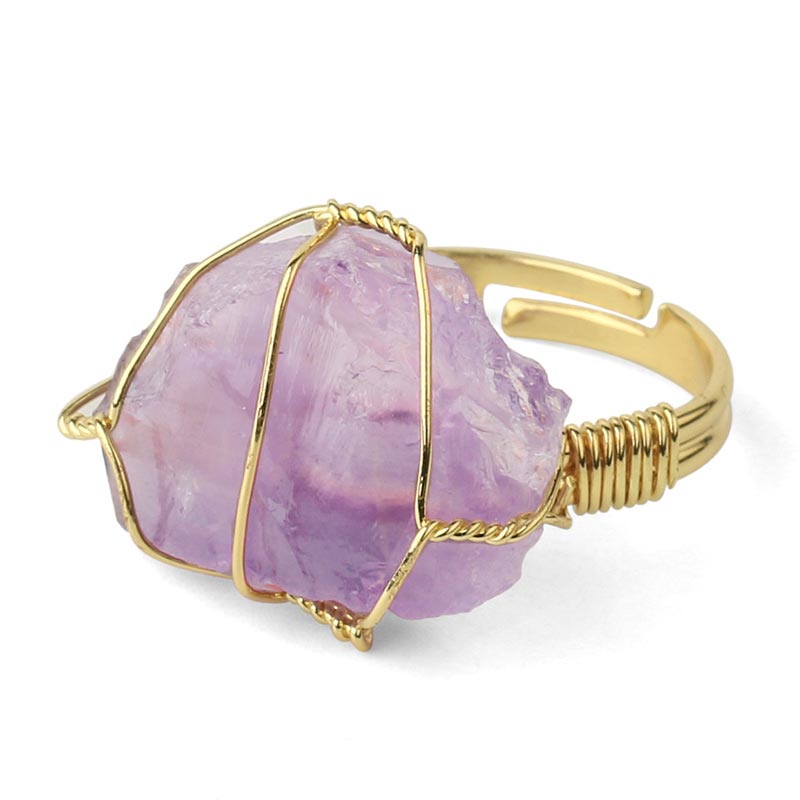 KarmaRipple's Authentic Gemstone Gemstone Amethyst Adjustable Ring p1