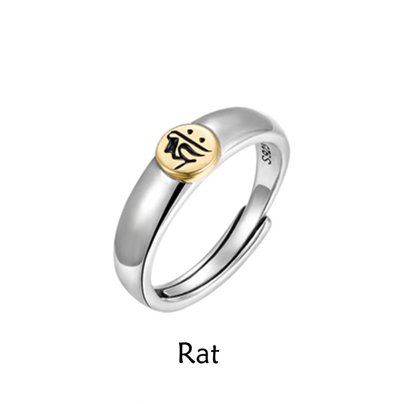 KarmaRipple's Tibetan Om Mani Padme Hum Carved Chinese Zodiac Natal Buddha Peace Ring p1