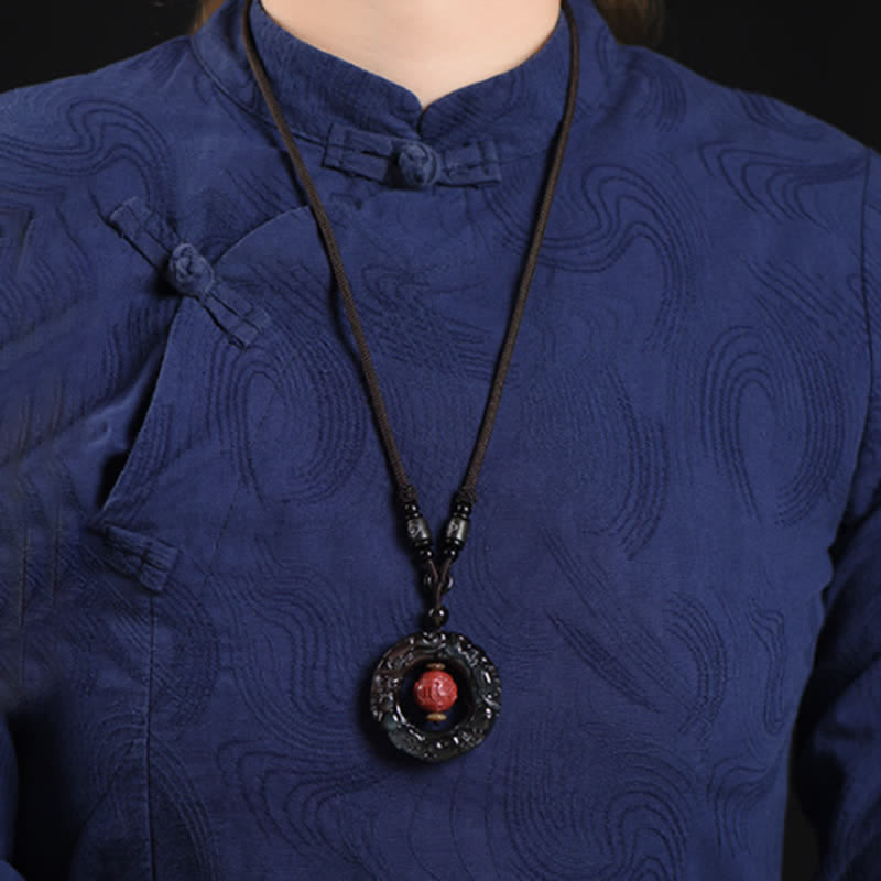 KarmaRipple's FengShui Authentic Rainbow Obsidian PiXiu Cinnabar Balancing Pendant Necklace p3