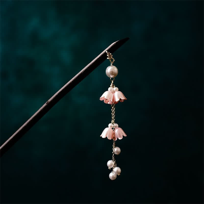 KarmaRipple's Pearl Flower Leaf Butterfly Happiness Hairpin p20