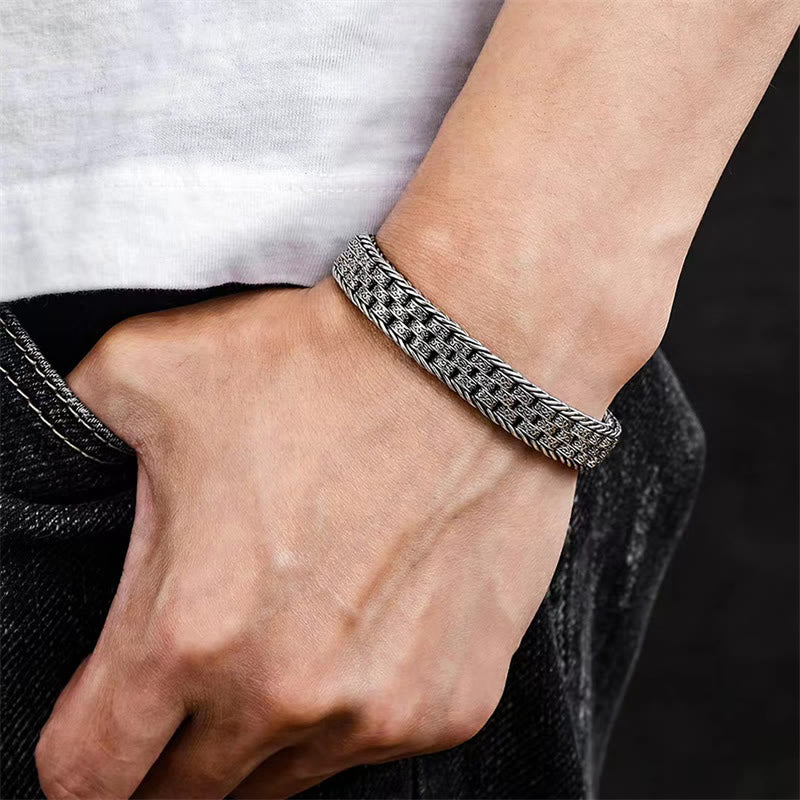 KarmaRipple's Tibetan Om Mani Padme Hum Tang Dynasty Flower Design Bronze Peace Chain Bracelet p6