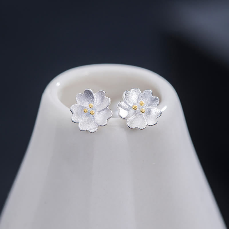 KarmaRipple's 925 Sterling Silver Cherry Blossoms Floral Calm Stud Earrings p6