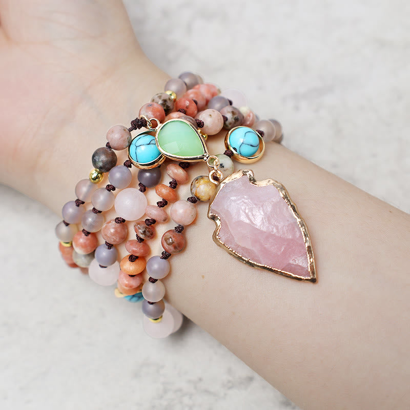 KarmaRipple's Authentic Rose Quartz Gemstone Stone Balancing Arrowhead Pendant Necklace p4