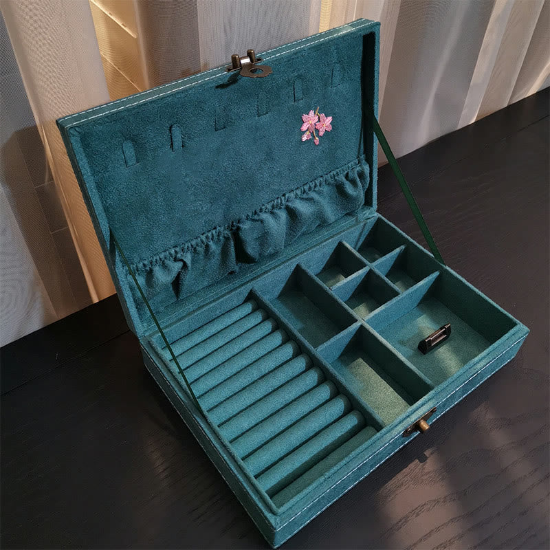 KarmaRipple's Flowers Dragonfly Jewelry Box Organizer Single Layer Jewelry Storage Box Flannel Box p4