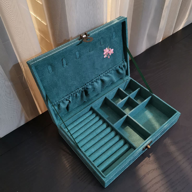 KarmaRipple's Flowers Dragonfly Jewelry Box Organizer Single Layer Jewelry Storage Box Flannel Box p11