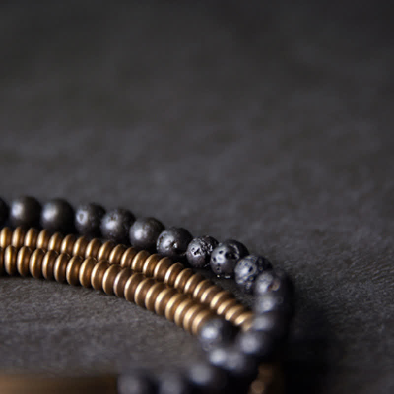 KarmaRipple's Vintage Lava Rock Bronze Support Bracelet p13