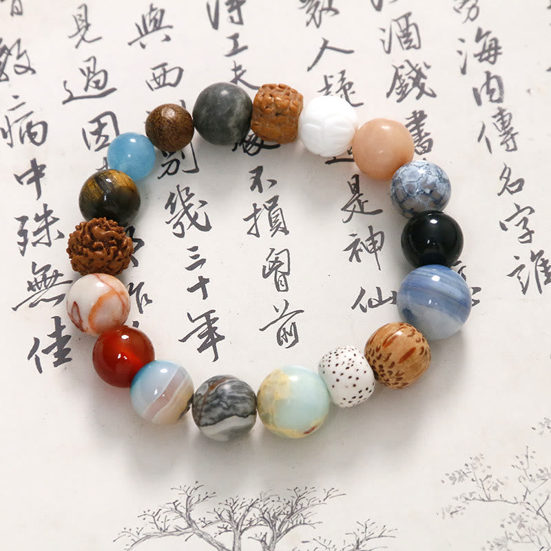 KarmaRipple's Authentic Bodhi Seed Gemstone Stone Agate Keep Away Evil Spirits Bracelet p12