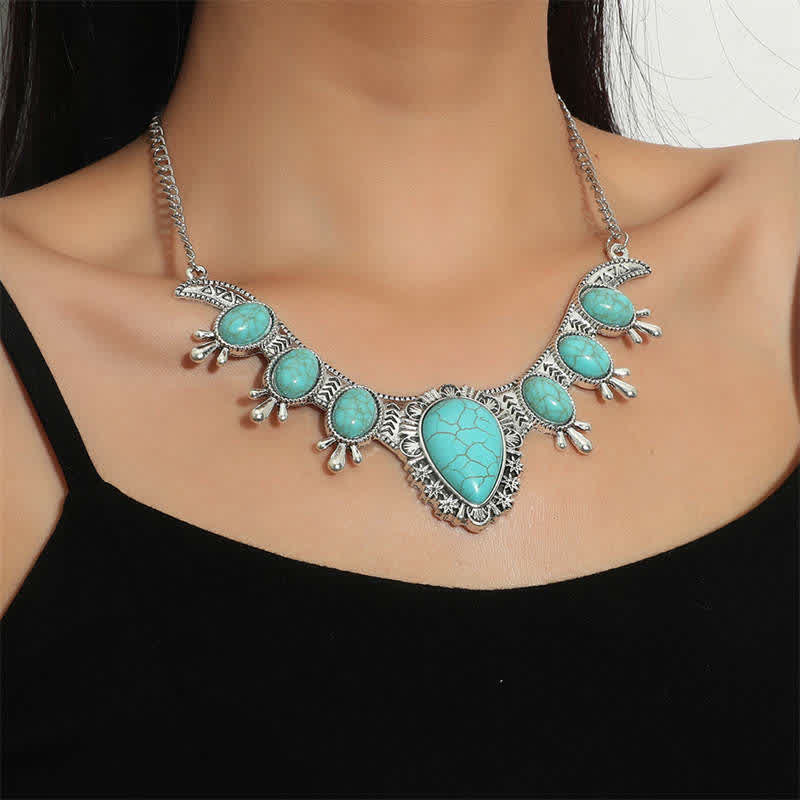KarmaRipple's Tibetan Turquoise Protection Strength Carving Pendant Necklace ( p8