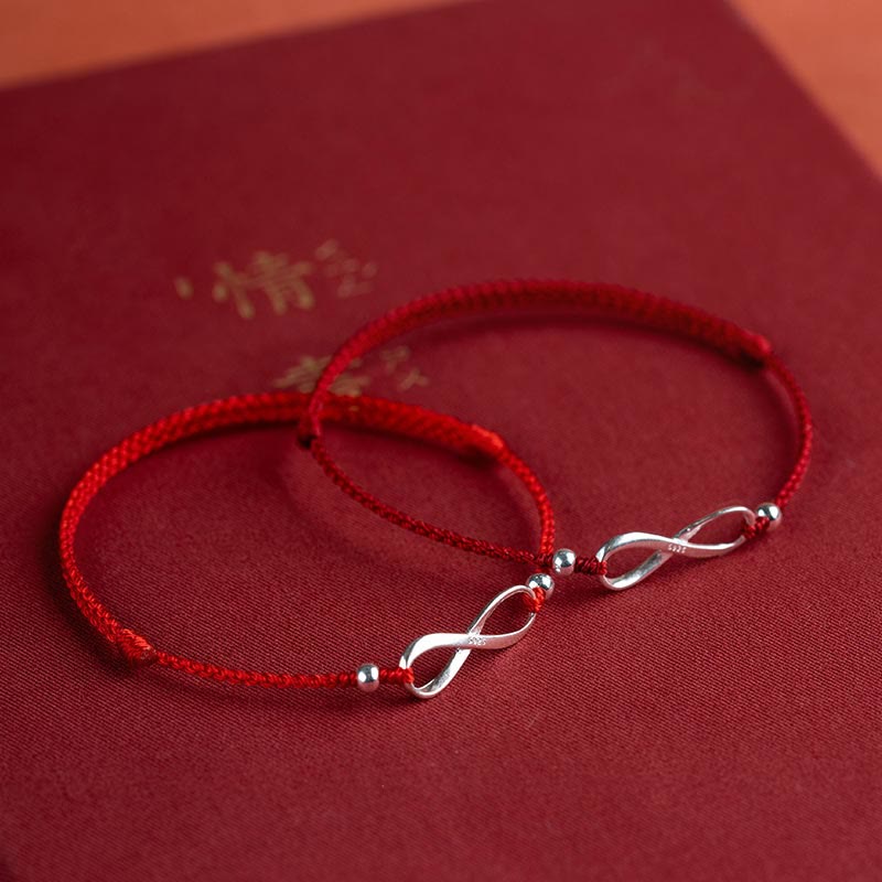 KarmaRipple's 925 Sterling Silver Endless Weave Protection Fortune Red String Bracelet Anklet p5