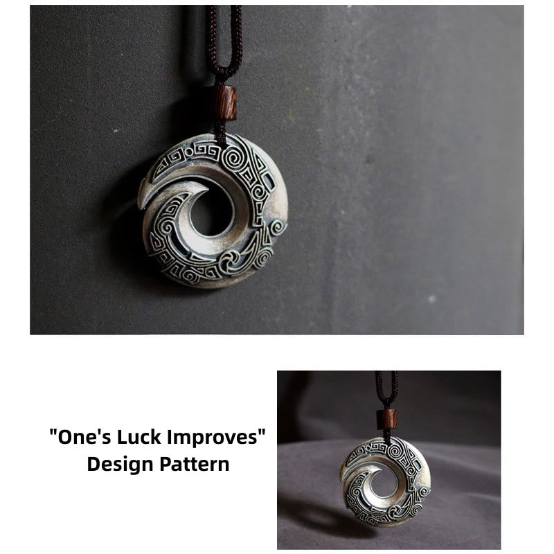 KarmaRipple's One's Fortune Improves Design Pattern Bronze Fortune Pendant Necklace p5