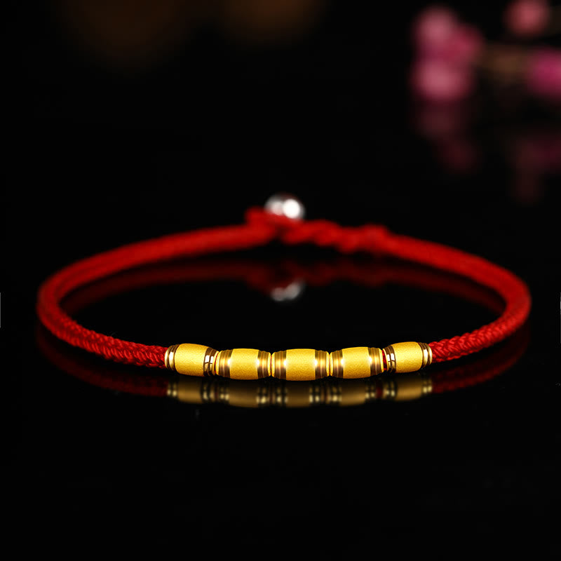 KarmaRipple's 999 Gold Fortunate Bead Eight Thread Peace Weave Red Rope Bracelet p44