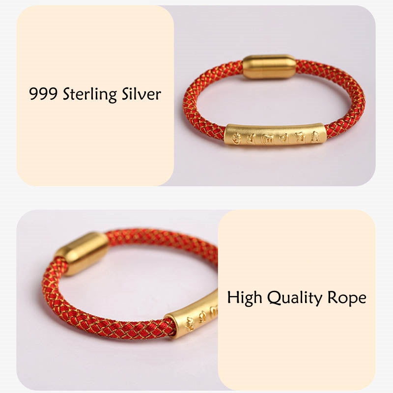 KarmaRipple's Handmade 999 Sterling Silver Om Mani Padme Hum Protection Dragon Scale Woven Magnetic Buckle Bracelet p5