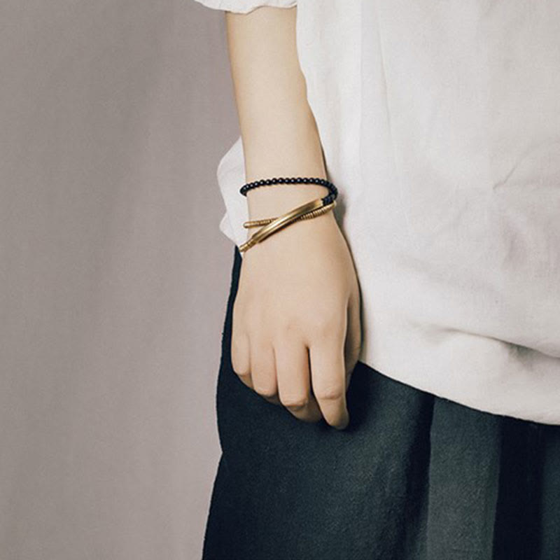 KarmaRipple's Tibetan Various Agate Stone Bronze Protection Triple Wrap Bracelet p11