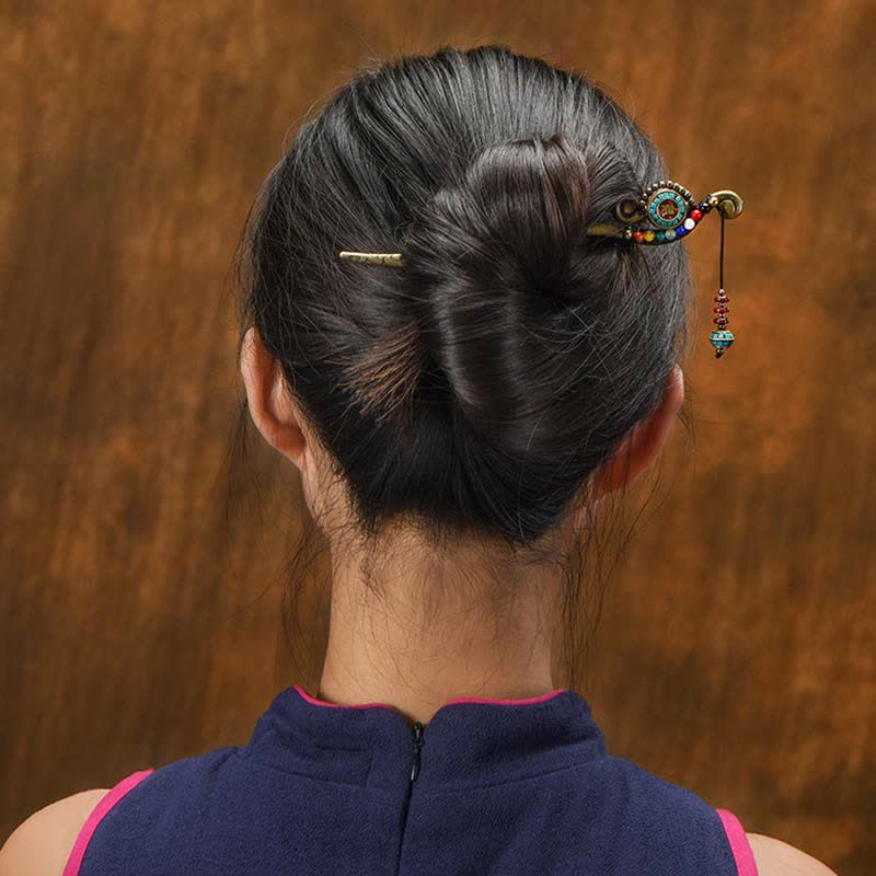 KarmaRipple's Tibetan Turquoise Agate Protection Hairpin Decorations p2