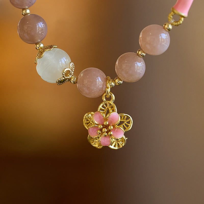 KarmaRipple's Authentic Sun Stone Golden Silk Jade Flower Talisman Wealth Bracelet Bangle p3