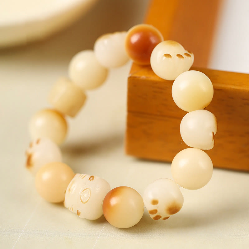 KarmaRipple's Authentic Bodhi Seed Sandalwood Fortunate Cute Cat Head Paw Claw Peace Bracelet p17