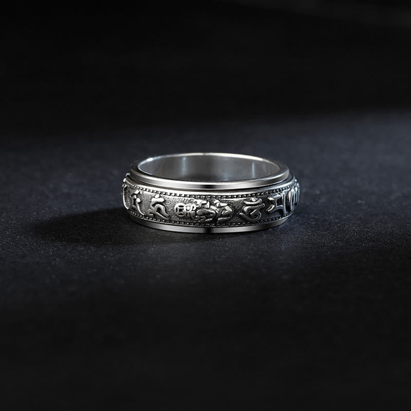 KarmaRipple's Tibetan Om Mani Padme Hum PiXiu Engraved Wealth Fortune Rotatable Ring p2