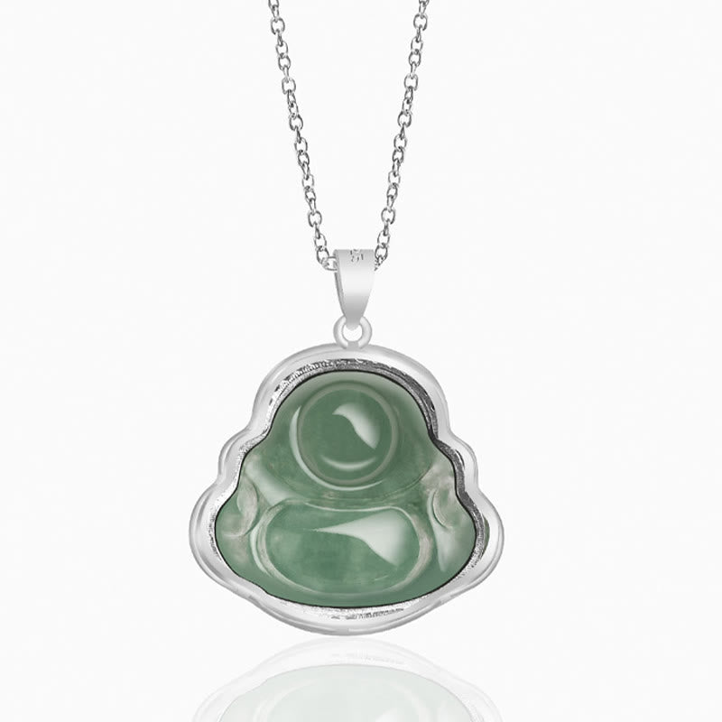 KarmaRipple's 925 Sterling Silver Laughing Buddha Authentic Jade Fortune Prosperity Pendant Chain Necklace p6