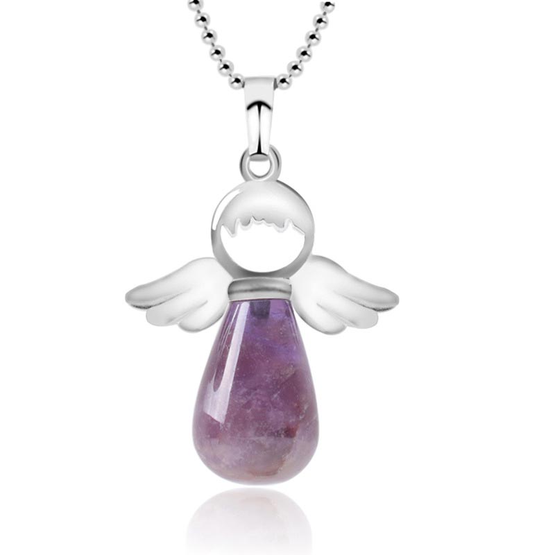 KarmaRipple's Little Angel Wings Authentic Gemstone Fortune Pendant Necklace p2