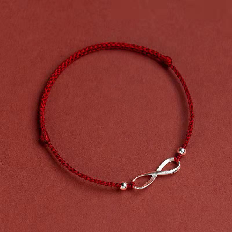 KarmaRipple's 925 Sterling Silver Endless Weave Protection Fortune Red String Bracelet Anklet p3