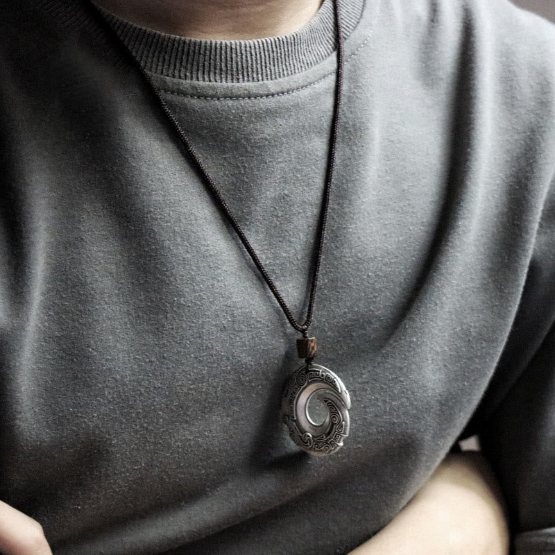 KarmaRipple's One's Fortune Improves Design Pattern Bronze Fortune Pendant Necklace p4