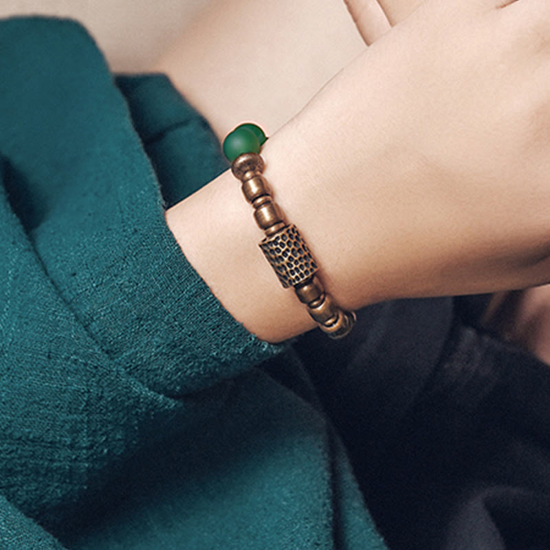 KarmaRipple's Tibetan Red Agate Green Agate Bronze Confidence Fortune Bracelet p10