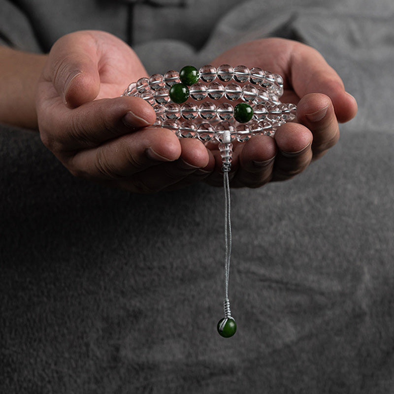 KarmaRipple's 108 Beadwork Ivory Gemstone Jade Meditation Bracelet Mala p10