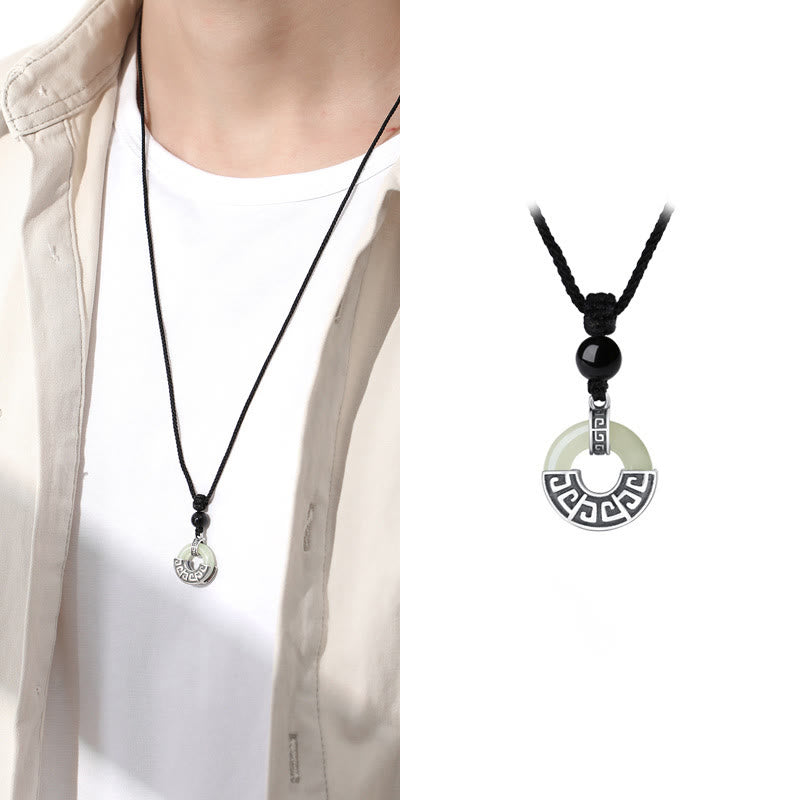 KarmaRipple's 925 Sterling Silver Authentic Hetian Jade Peace Buckle Prosperity Pendant Necklace p8