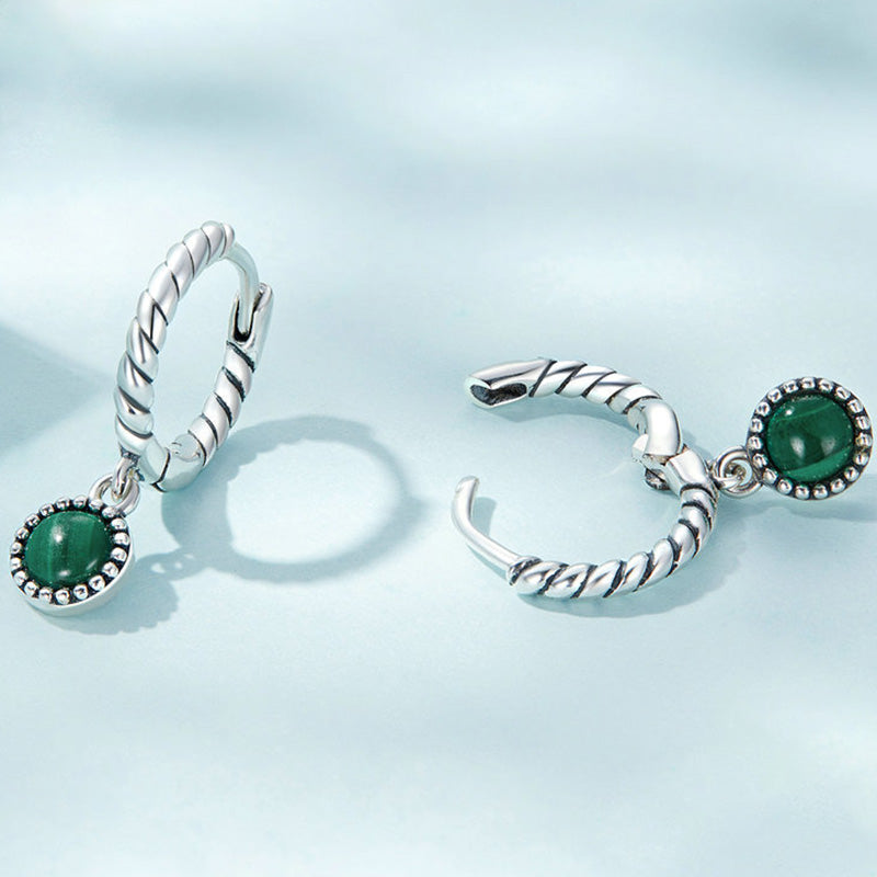 KarmaRipple's 925 Sterling Silver Round Malachite Anti-Anxiety Drop Earrings p6