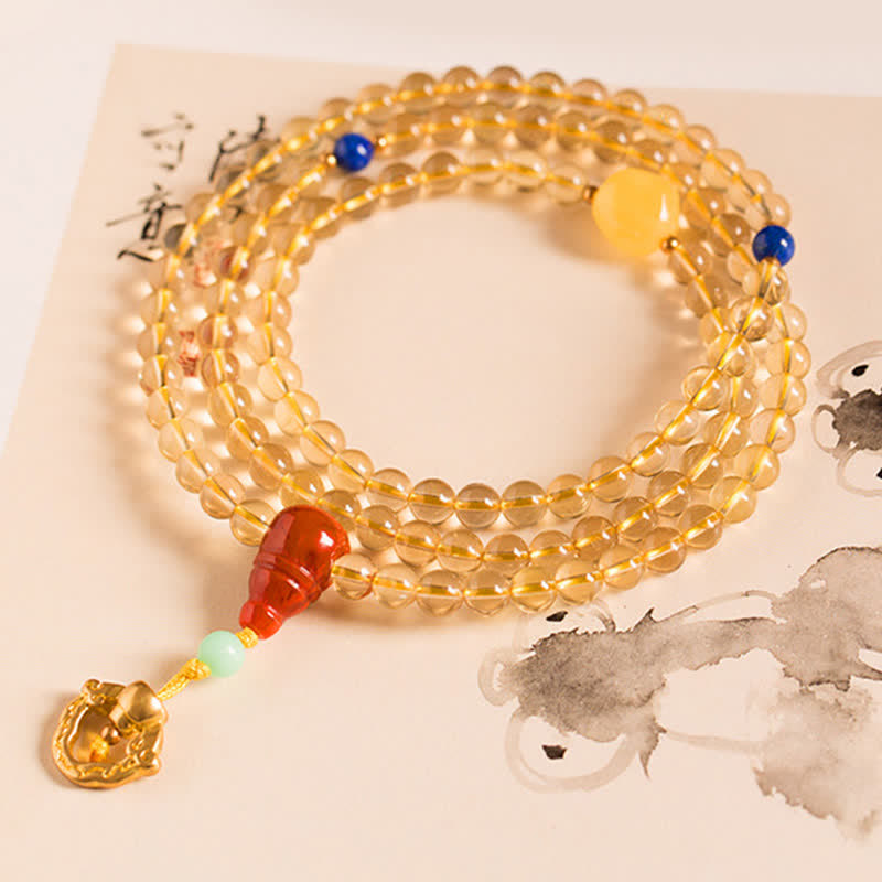 KarmaRipple's 925 Sterling Silver 108 Mala Beadwork Authentic Citrine Red Agate Amber Pleasure Talisman Bracelet p13