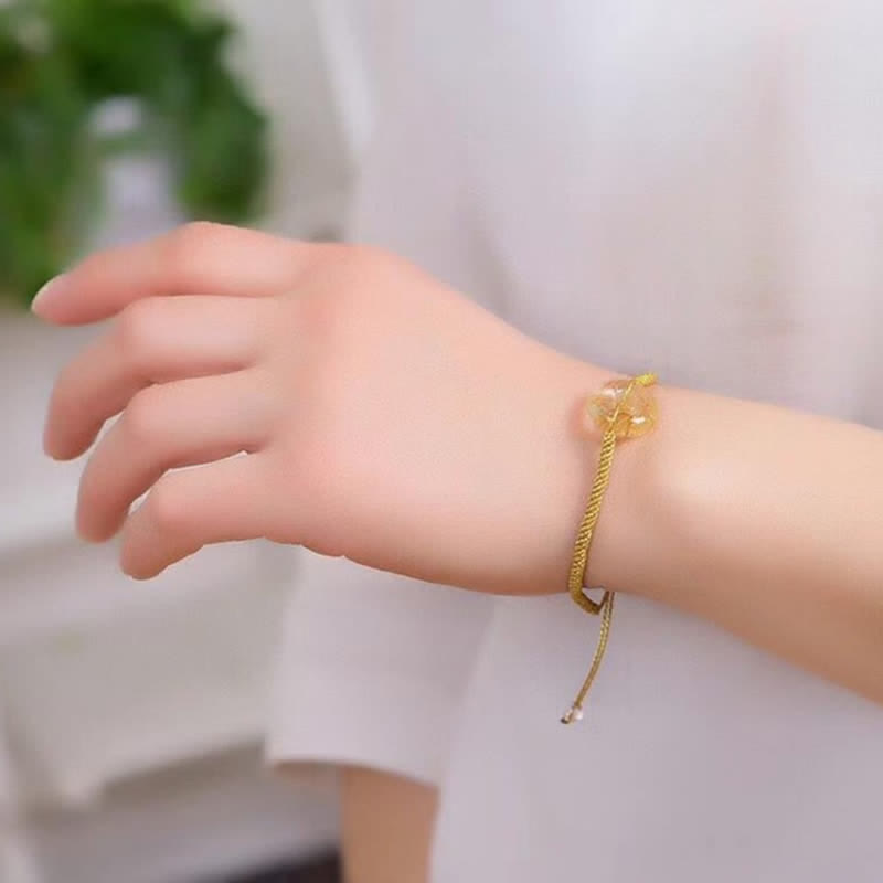 KarmaRipple's Round Citrine Peace Buckle Happiness Woven Bracelet p3