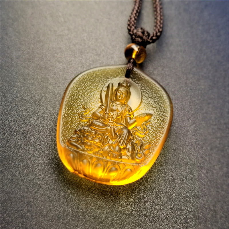 KarmaRipple's Chinese Zodiac Natal Buddha Blessing Liuli Gemstone Compassion Pendant Necklace p19