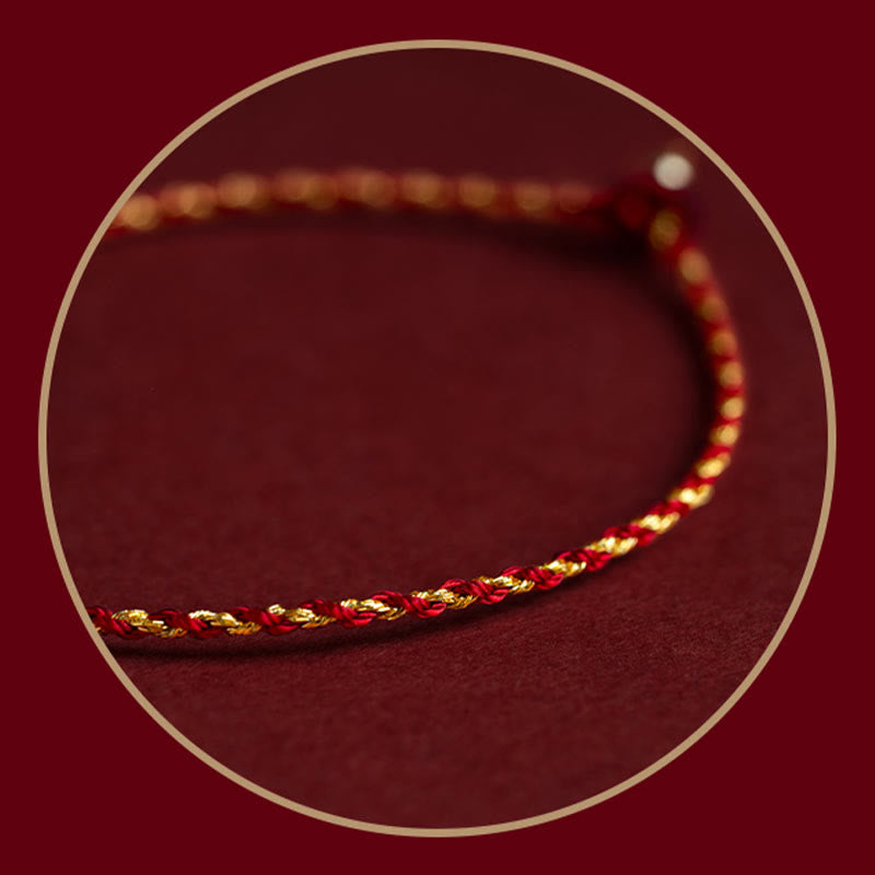 KarmaRipple's 14K Gold Plated Handmade Red Gold Rope King Kong Weave Woven Fortune Bracelet p9